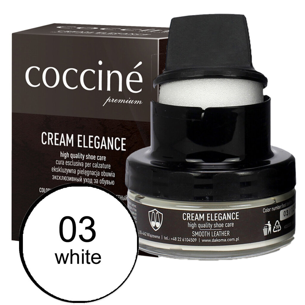 Coccine batų tepalas su kempinėle Cream Elegance,baltas, 50 ml цена и информация | Drabužių ir avalynės priežiūros priemonės | pigu.lt