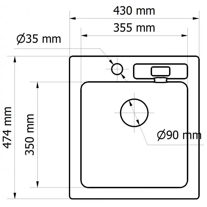 Plautuvė Malibu 20, 474 x 430 mm, juoda, akmens masė kaina ir informacija | Virtuvinės plautuvės | pigu.lt