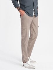 брюки мужские однотонные с карманами-карго - бежевые v2 om-pacg-0178 цена и информация | Мужские брюки | pigu.lt