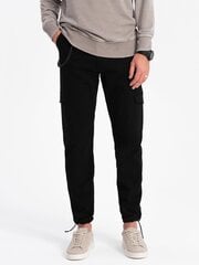 мужские брюки с карманами и штаниной - черные v5 om-pacg-0189 цена и информация | Мужские брюки | pigu.lt