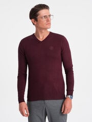 элегантный мужской свитер с v-образным вырезом — темно-бордовый v13 om-swbs-0107 124134-7 цена и информация | Мужские свитера | pigu.lt