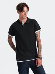 мужская рубашка-поло из хлопка - черная v8 om-poss-0113 цена и информация | Мужские футболки | pigu.lt