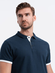 мужская рубашка-поло из хлопка - темно-синяя v4 om-poss-0113 цена и информация | Мужские футболки | pigu.lt