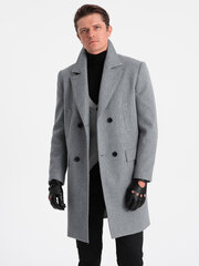 мужское двубортное пальто на подкладке — серый v1 om-cowc-0107 цена и информация | Мужские пальто | pigu.lt