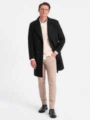 мужское двубортное пальто на подкладке — черный v4 om-cowc-0107 124007-7 цена и информация | Мужские пальто | pigu.lt