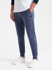 мужские спортивные штаны из ткани пуфик со вставками - темно-синие v2 om-pask-0127 цена и информация | Мужская спортивная одежда | pigu.lt