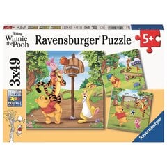 Dėlionė galvosūkis Mikė Pūkuotukas Ravensburger 3x49 vnt. kaina ir informacija | Dėlionės (puzzle) | pigu.lt