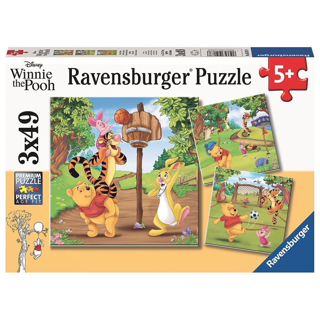 Dėlionė galvosūkis Mikė Pūkuotukas Ravensburger 3x49 vnt. kaina ir informacija | Dėlionės (puzzle) | pigu.lt