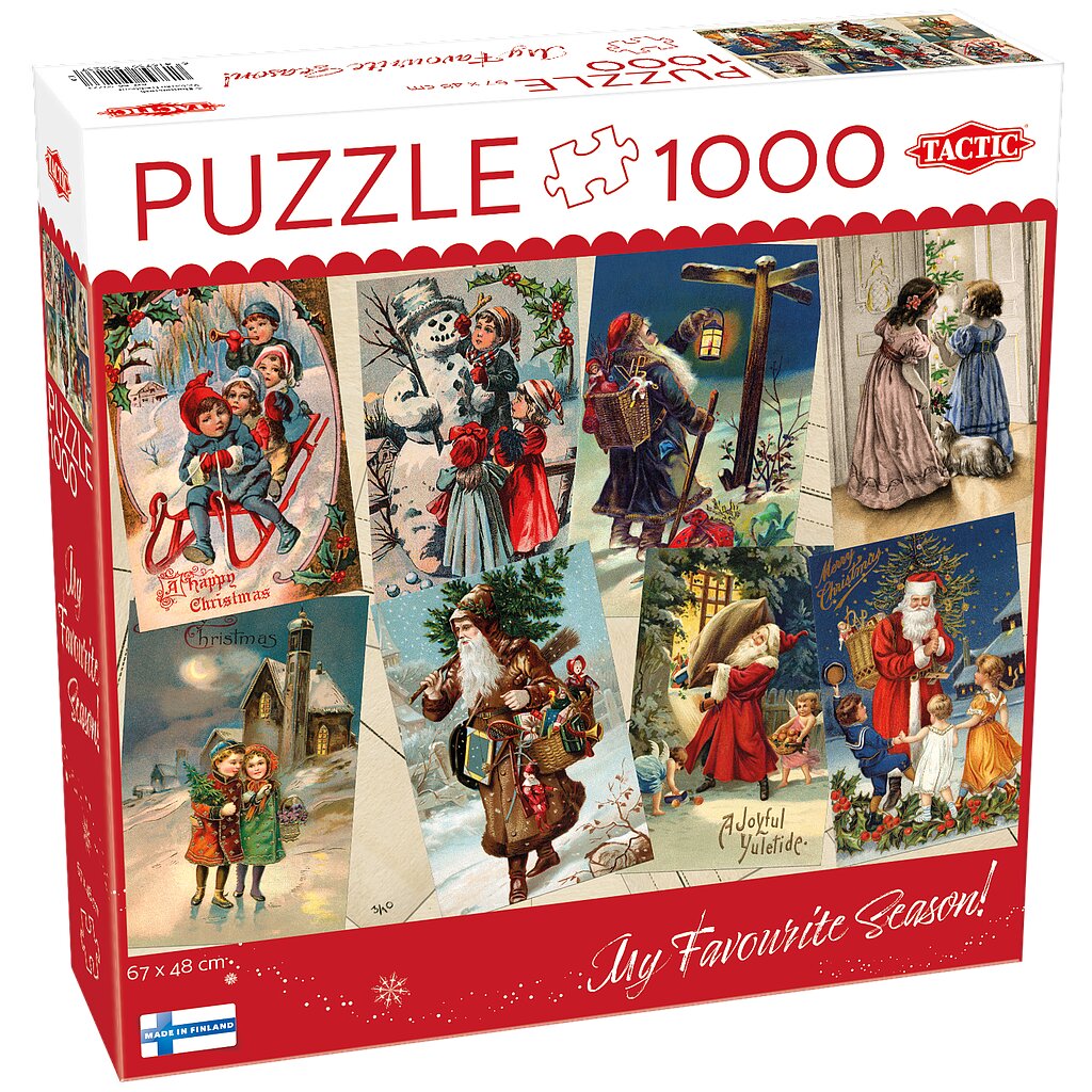 Dėlionė Tactic Retro stiliaus kalėdiniai atvirukai, 1000 d. kaina ir informacija | Dėlionės (puzzle) | pigu.lt