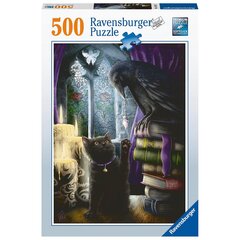 Пазл Ravensburger 500 деталей, черный кот и ворон цена и информация | Пазлы | pigu.lt
