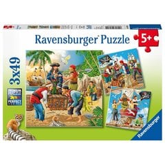 Dėlionių rinkinys Ravensburger Piratai, 3x49 d. kaina ir informacija | Dėlionės (puzzle) | pigu.lt