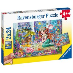 Пазл Ravensburger, 2х24 детали, русалки цена и информация | Пазлы | pigu.lt