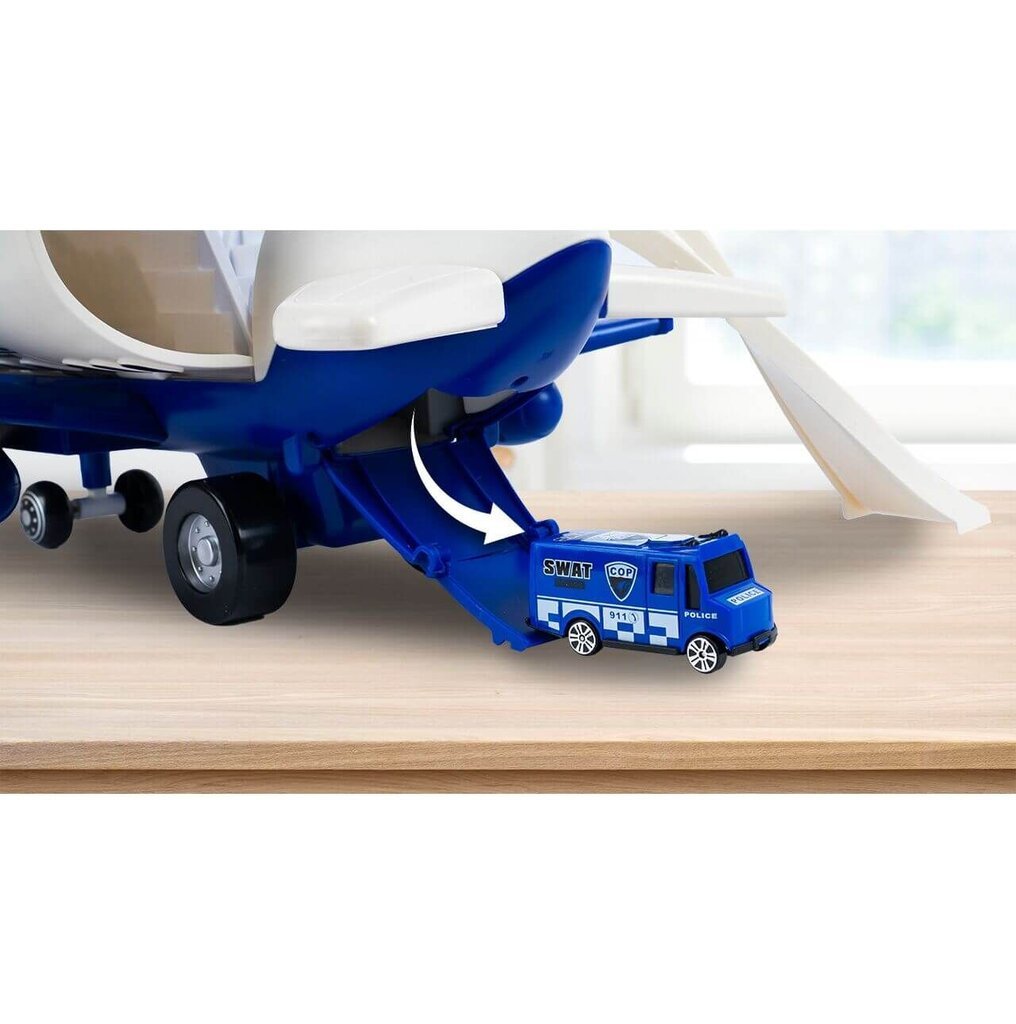 Žaislinis sulankstomas policijos lėktuvas su 4 automobiliais ir sraigtasparniu MalPlay kaina ir informacija | Žaislai berniukams | pigu.lt