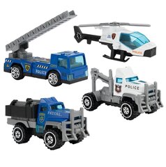 Žaislinė policijos automobilių stovėjimo aikštelė su 3 automobiliais ir sraigtasparniu kaina ir informacija | Žaislai berniukams | pigu.lt