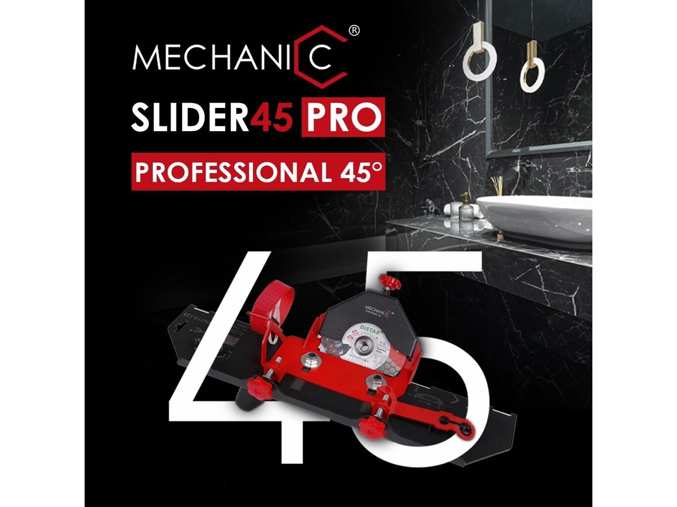 SLIDER 45 PRO NEW Priedas plytelių pjovimui 45° kampu Nauja versija kaina ir informacija | Pjūklai, pjovimo staklės | pigu.lt