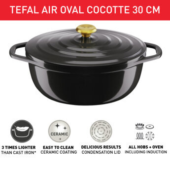 Puodas su dangčiu Tefal Air E2558955, 30x23 cm, 5,7 l kaina ir informacija | Puodai, greitpuodžiai | pigu.lt