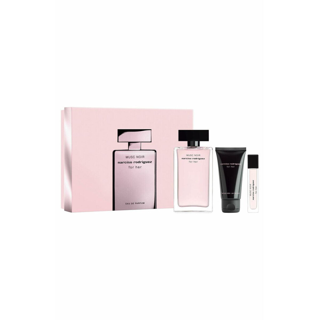 Kosmetikos rinkinys Narciso Rodriguez Musc Noir EDP moterims: kvapusis vanduo 100 ml + kvapusis vanduo 10 ml + kūno losjonas 50 ml цена и информация | Kvepalai moterims | pigu.lt