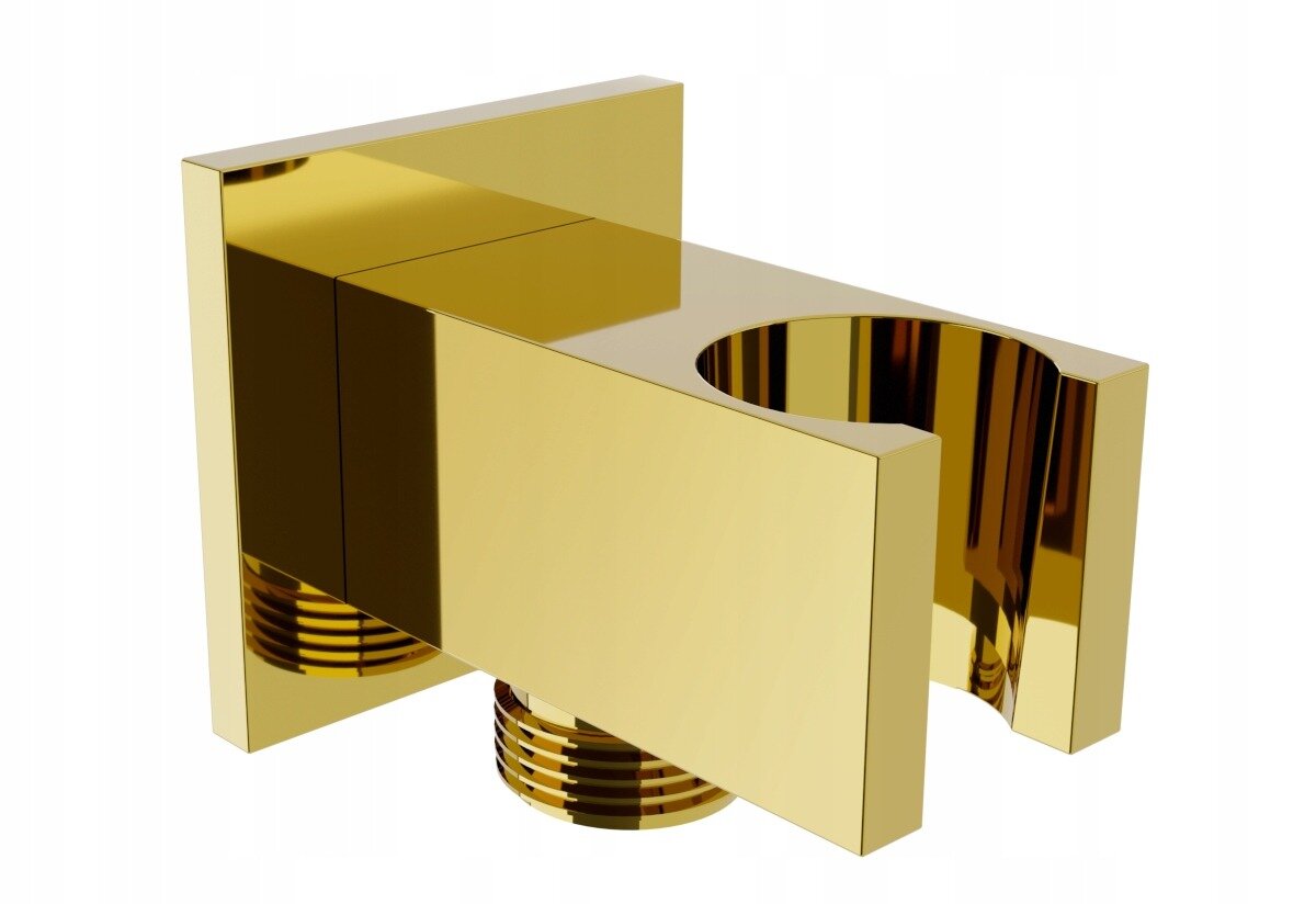 Mexen Cube potinkinis vonios ir dušo komplektas, termostatas, auksinis kaina ir informacija | Dušo komplektai ir panelės | pigu.lt