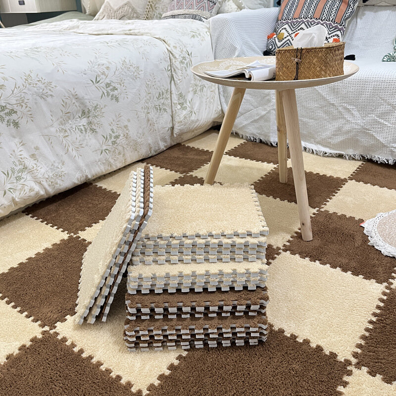 Minkšto pliušinio padengimo porolono kilimėlis su krašteliais, 30*30cm, komplekte 20 dalys, LIVMAN E-Z kaina ir informacija | Lavinimo kilimėliai | pigu.lt