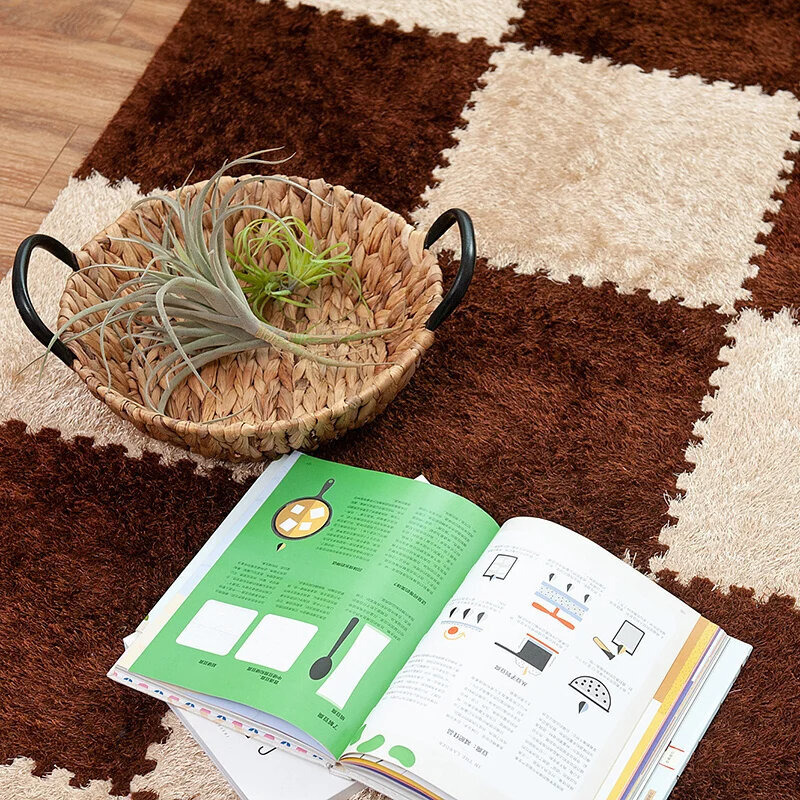 Minkšto pliušinio padengimo porolono kilimėlis su krašteliais, 30*30cm, komplekte 20 dalys, LIVMAN E-Z kaina ir informacija | Lavinimo kilimėliai | pigu.lt