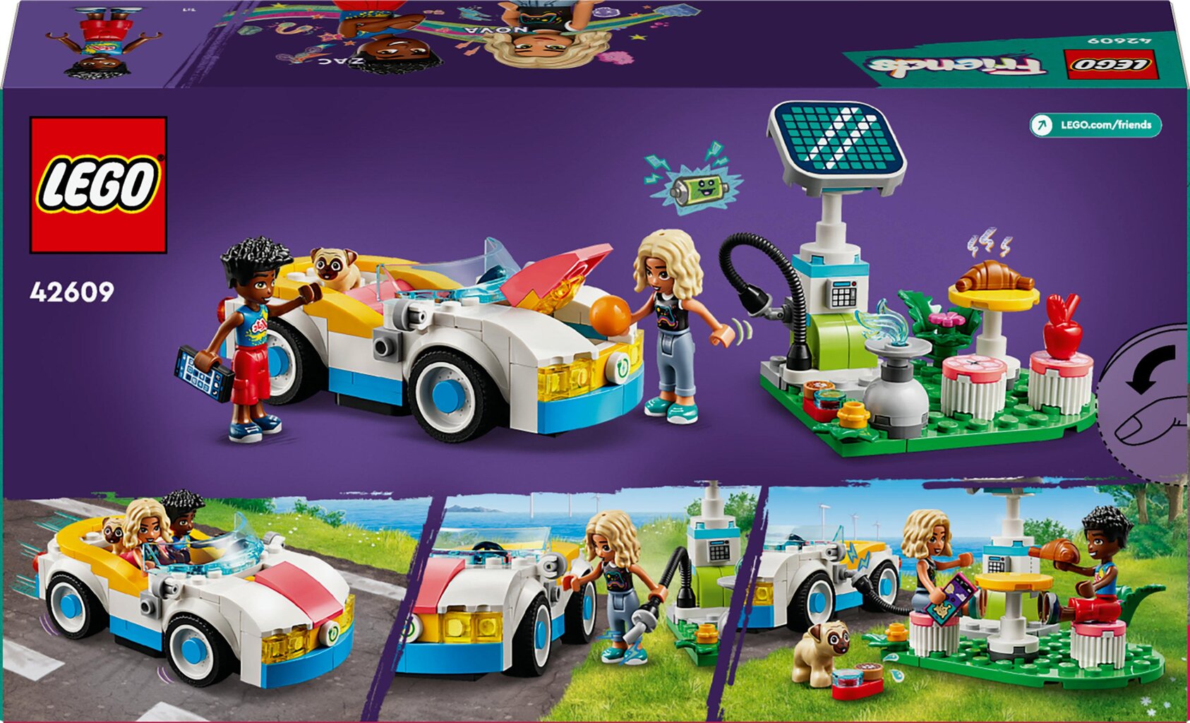 42609 LEGO® Friends Elektrinis automobilis ir įkrovimo stotelė kaina ir informacija | Konstruktoriai ir kaladėlės | pigu.lt