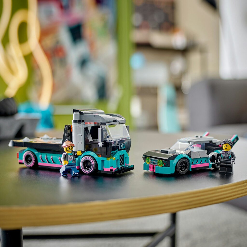 60406 LEGO® City Lenktyninis automobilis ir automobilių gabenimo sunkvežimis kaina ir informacija | Konstruktoriai ir kaladėlės | pigu.lt