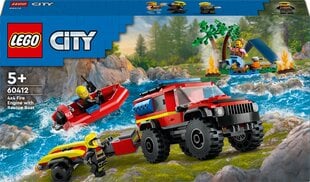 60412 LEGO® City 4x4 Пожарная машина со спасательной лодкой цена и информация | Конструкторы и кубики | pigu.lt