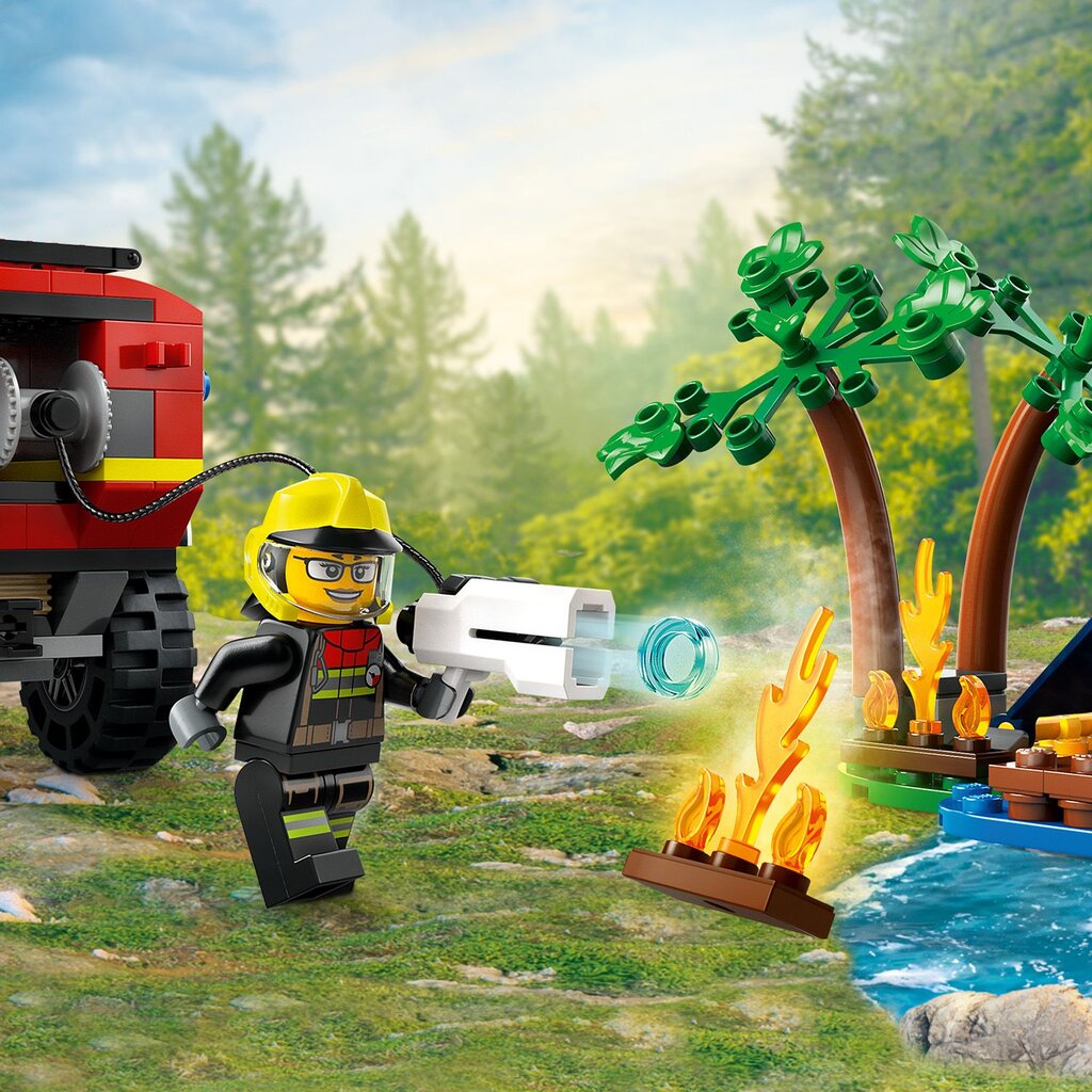 60412 LEGO® City 4x4 ugniagesių visureigis su gelbėjimo valtimi цена и информация | Konstruktoriai ir kaladėlės | pigu.lt