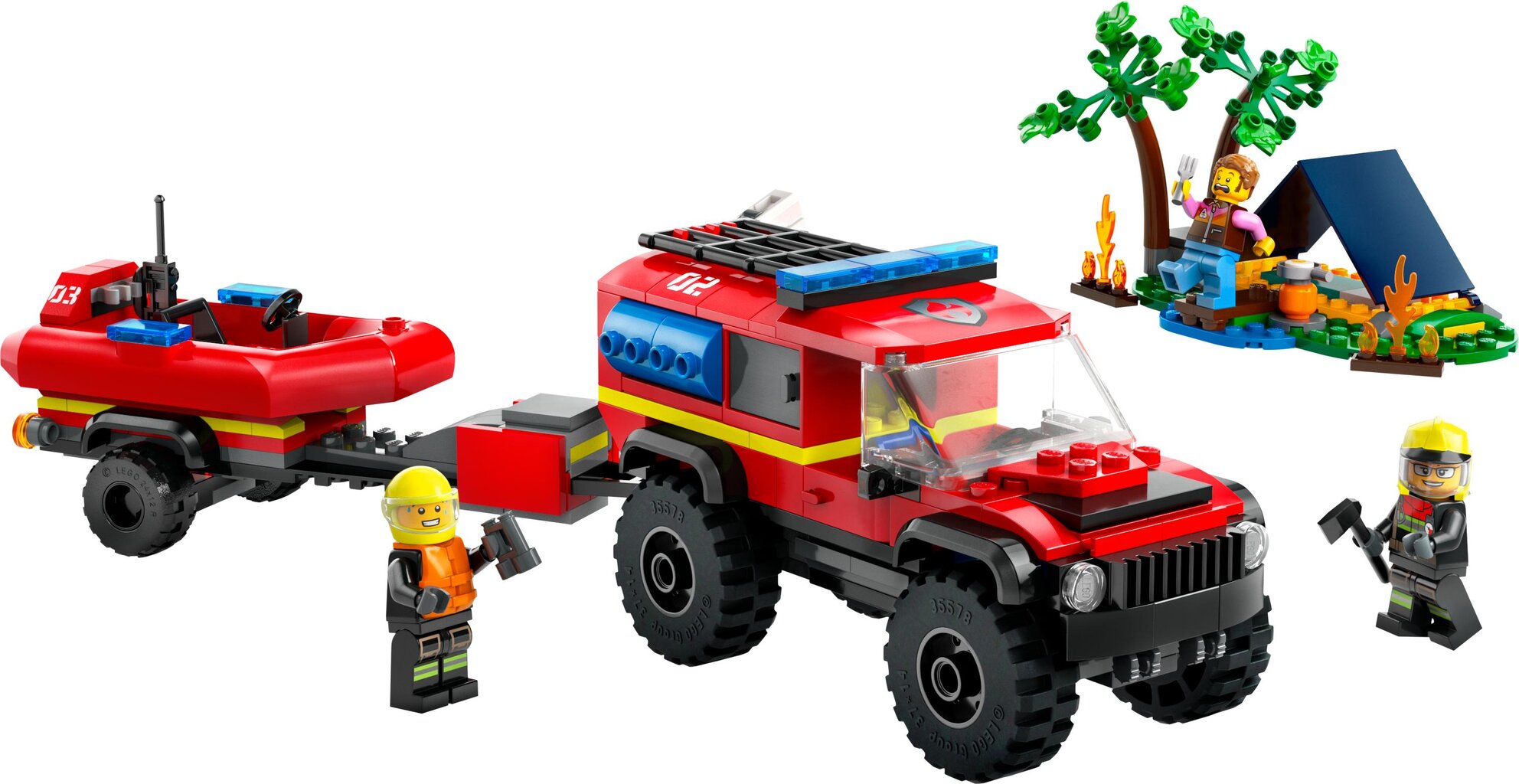 60412 LEGO® City 4x4 ugniagesių visureigis su gelbėjimo valtimi цена и информация | Konstruktoriai ir kaladėlės | pigu.lt