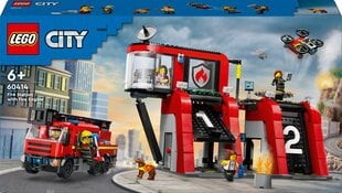 60414 Пожарная часть LEGO® City с пожарной машиной цена и информация | Конструкторы и кубики | pigu.lt