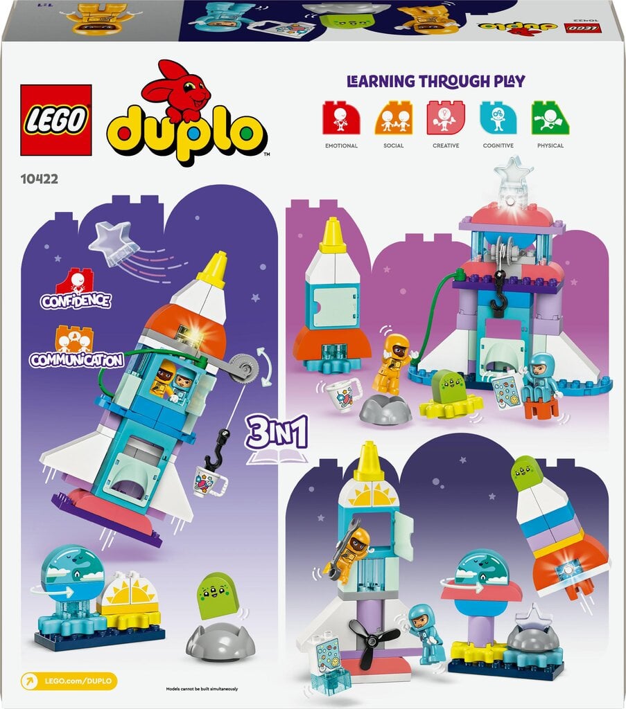 10422 LEGO® DUPLO Kosminio erdvėlaivio nuotykiai trys viename kaina ir informacija | Konstruktoriai ir kaladėlės | pigu.lt
