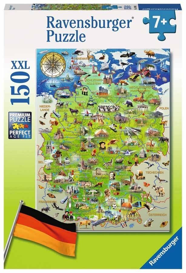 Dėlionė Vokietijos šalies žemėlapis Ravensburger, 150d. kaina ir informacija | Dėlionės (puzzle) | pigu.lt