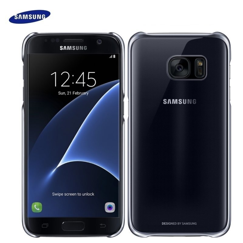 Apsauginis dėklas Clear Cover skirtas Samsung Galaxy S7 G930, Juodas kaina ir informacija | Telefono dėklai | pigu.lt