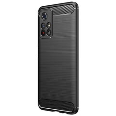 „Carbon“ твердый силиконовый чехол (TPU) - черный (Poco M4 Pro 5G / Redmi Note 11 5G) цена и информация | Чехлы для телефонов | pigu.lt