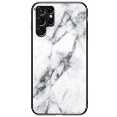 „Marble“ kieto silikono (TPU) dėklas - baltas (Galaxy S22 Ultra 5G) kaina ir informacija | Telefono dėklai | pigu.lt