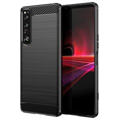 „Carbon“ kieto silikono (TPU) dėklas - juodas (Xperia 1 IV) kaina ir informacija | Telefonų dėklai | pigu.lt