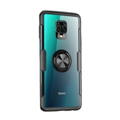 „Fashion“ Kickstand твердый силиконовый чехол (TPU) - прозрачный / чёрный (Redmi Note 9 Pro) цена и информация | Чехлы для телефонов | pigu.lt