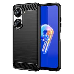 Твердый силиконовый чехол (TPU) „Carbon“ - чёрный (Zenfone 9) цена и информация | Чехлы для телефонов | pigu.lt