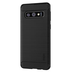 Твердый силиконовый чехол „Mofi“ Carbon (TPU) - чёрный (Galaxy S10) цена и информация | Чехлы для телефонов | pigu.lt