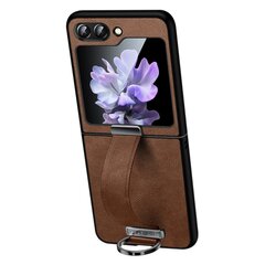 Кожаный чехол „Sulada“ Leather Kickstand - коричневый (Galaxy Flip5) цена и информация | Чехлы для телефонов | pigu.lt