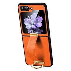 Кожаный чехол „Sulada“ Leather Kickstand - оранжевый (Galaxy Flip5) цена и информация | Чехлы для телефонов | pigu.lt