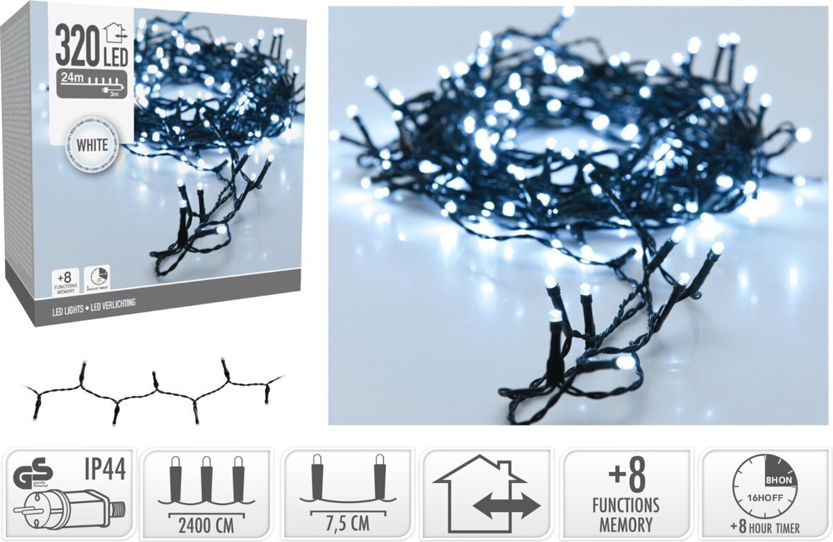Kalėdinė girlianda 320LED, 24 m kaina ir informacija | Girliandos | pigu.lt
