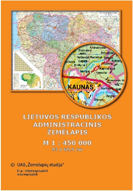 Lietuvos administracinis žemėlapis M 1:450000 kaina ir informacija | Žemėlapiai | pigu.lt