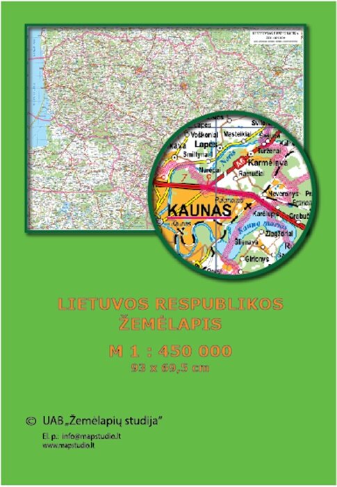 Lietuvos Respublikos žemėlapis, M 1:450000 kaina ir informacija | Žemėlapiai | pigu.lt