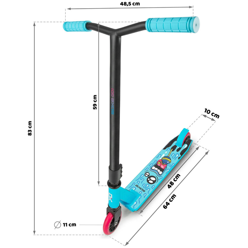 Dviratis paspirtukas Soke GO! 1541-801220 Lollybomb, 100mm, mėlynas/juodas kaina ir informacija | Paspirtukai | pigu.lt