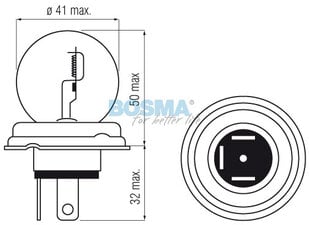 Bosma lemputė R2, 45/40W, geltona kaina ir informacija | Automobilių 12V el. priedai | pigu.lt