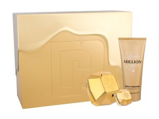 Kosmetikos rinkinys Paco Rabanne Lady Million moterims: kvapusis vanduo EDP, 80 ml + kvapusis vanduo EDP, 5 ml + kūno losjonas, 100 ml kaina ir informacija | Kvepalai moterims | pigu.lt