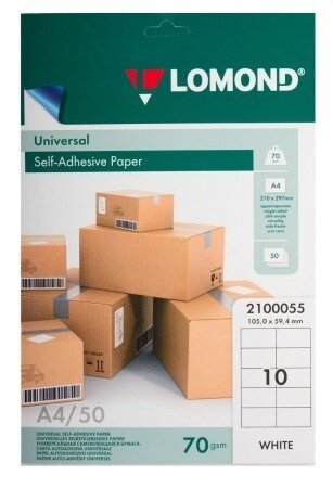 Lipnus popierius lipdukams Lomond Self-Adhesive Universal Labels A4, 50 lapų цена и информация | Kanceliarinės prekės | pigu.lt