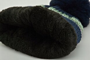 Зимняя шапка с помпоном темно-синего цвета мягкая мужская женская ST-563A цена и информация | Женские шапки | pigu.lt