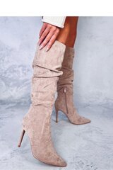 Ilgaauliai batai moterims Inello 187378-56, smėlio spalvos kaina ir informacija | Aulinukai, ilgaauliai batai moterims | pigu.lt